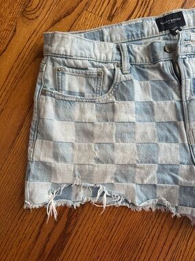 Lucky Brand Light Blue & White Checkerboard Denim shorts